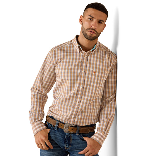 Ariat Men's Wrinkle Free Ayden Fitted Shirt – Golden Oak Plaid