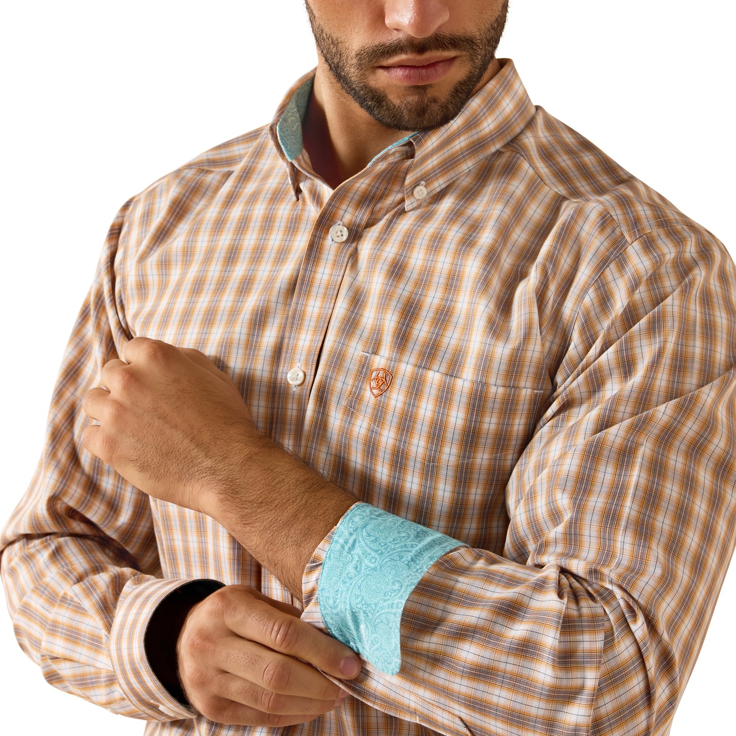 Ariat Men's Wrinkle Free Ayden Fitted Shirt – Golden Oak Plaid