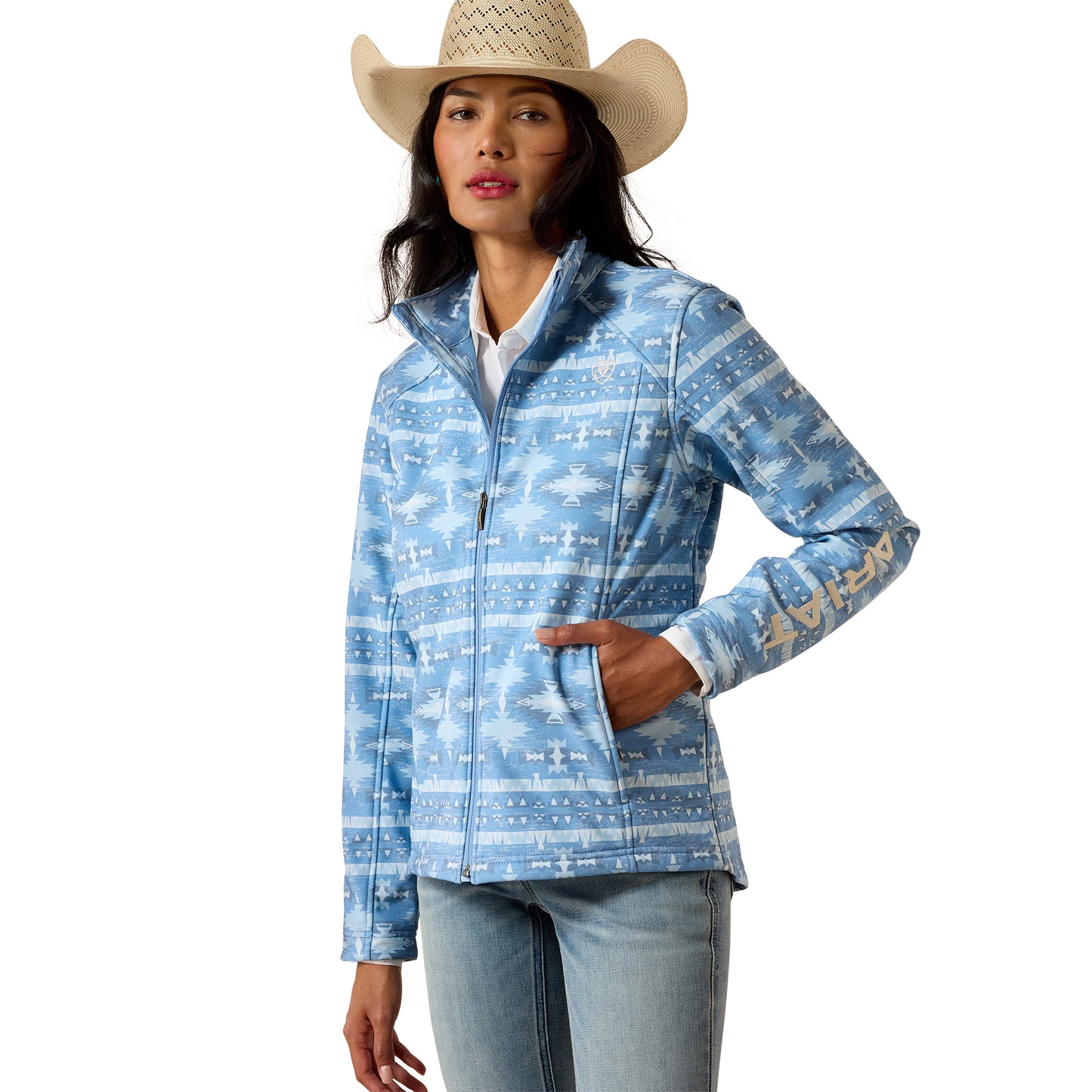Ariat Women's Logo Softshell Print Jacket – Ashleigh Blue