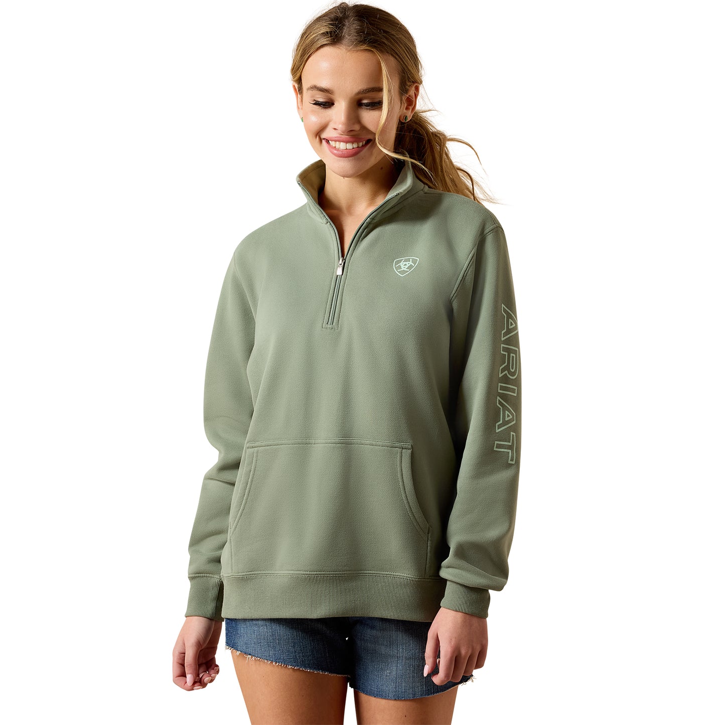 Ariat Women's Foundation Logo 1/2 Zip Sweatshirt – Sea Spray