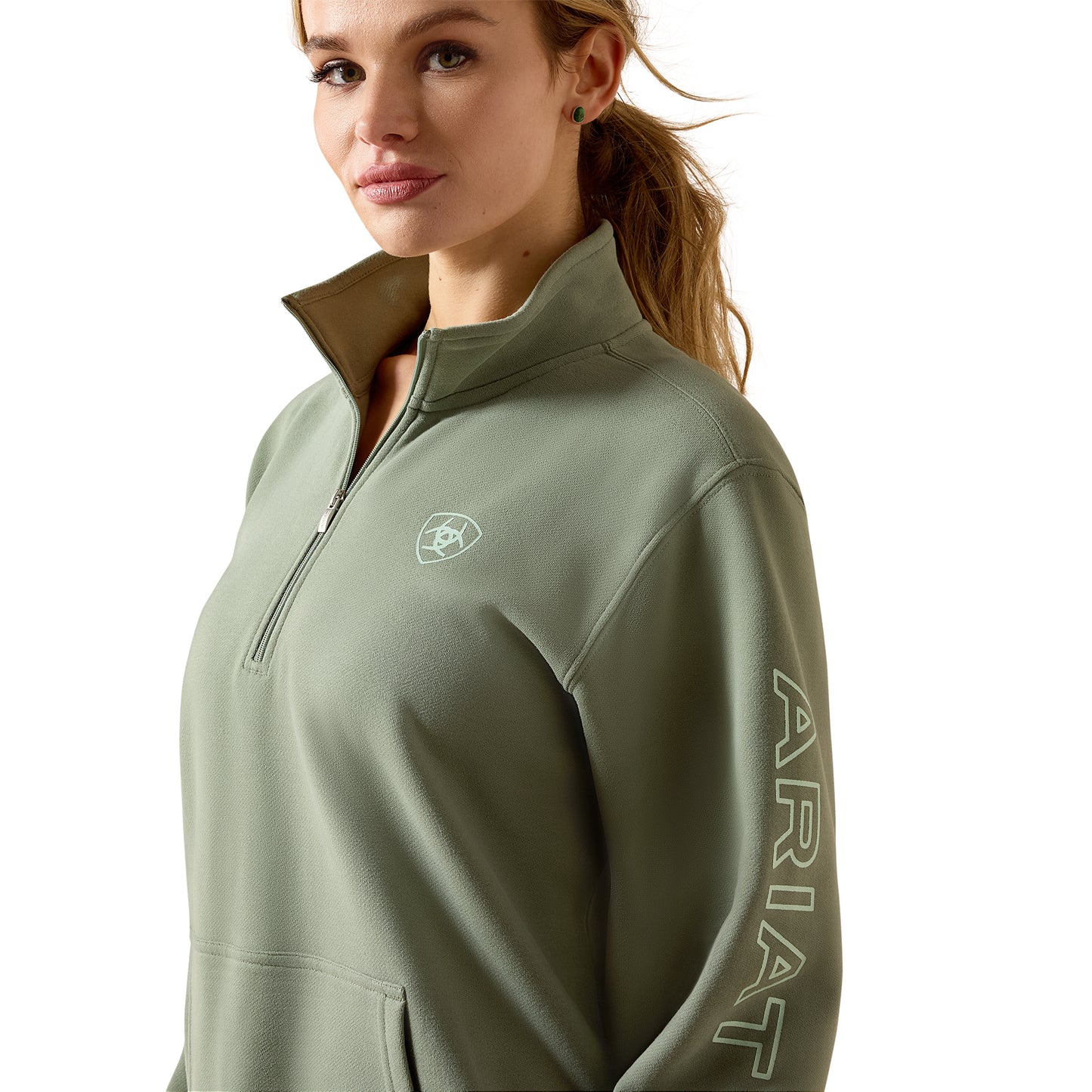 Ariat Women's Foundation Logo 1/2 Zip Sweatshirt – Sea Spray