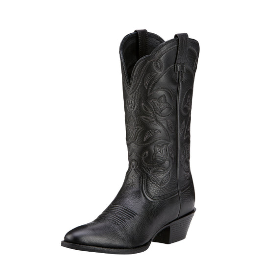 Ariat Women’s Western R Toe Boots – Black Deertan