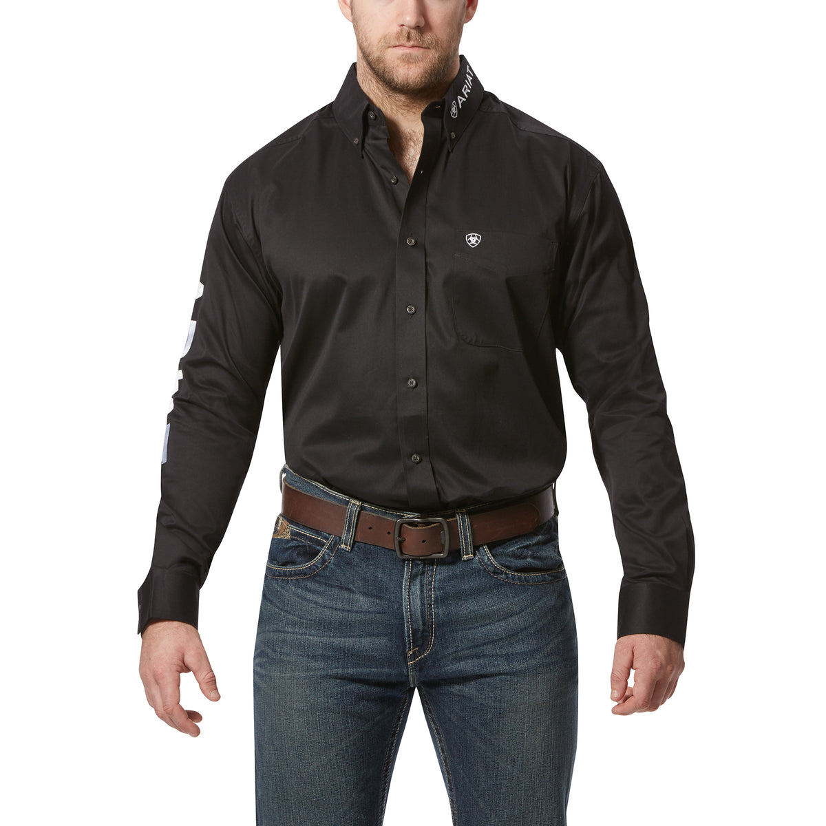 Ariat Men's Team Logo Twill Classic Fit Shirt – Black/White