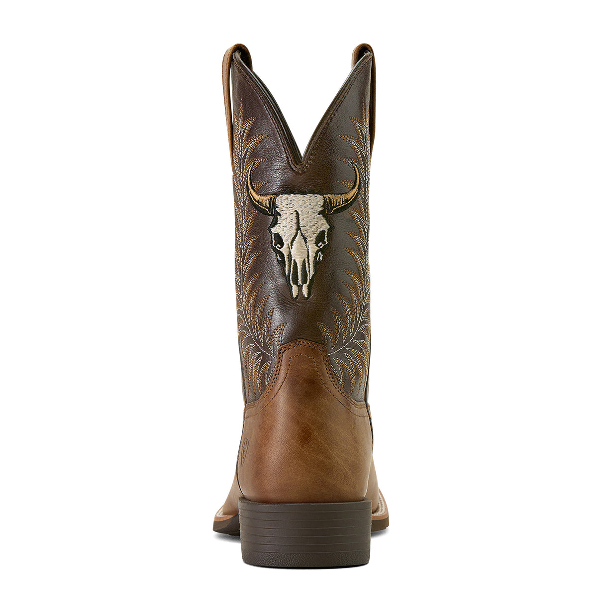 Ariat Men's Sport Steer Skull Wide Square Toe Western Boots – Sandstorm/Bitter Chocolate
