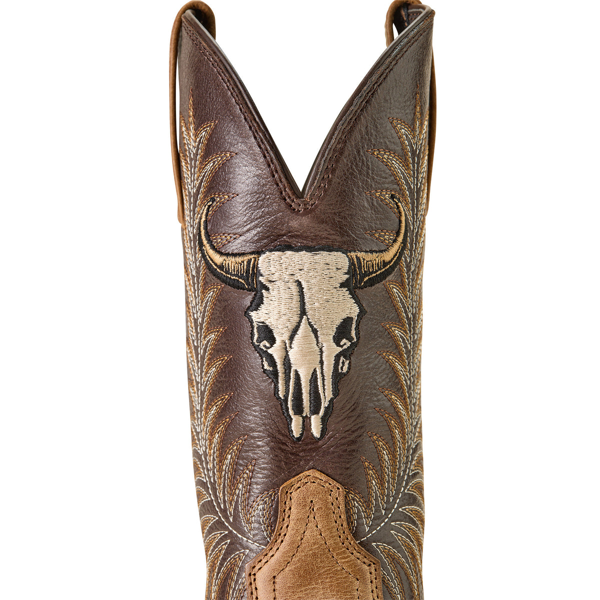 Ariat Men's Sport Steer Skull Wide Square Toe Western Boots – Sandstorm/Bitter Chocolate