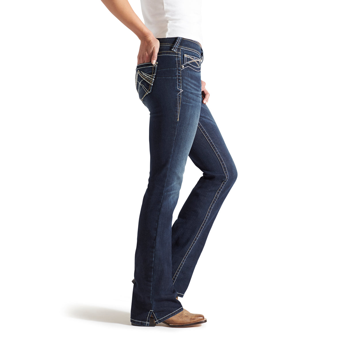 Ariat Women's REAL Mid Rise Whipstitch Boot Cut Jeans – Ocean