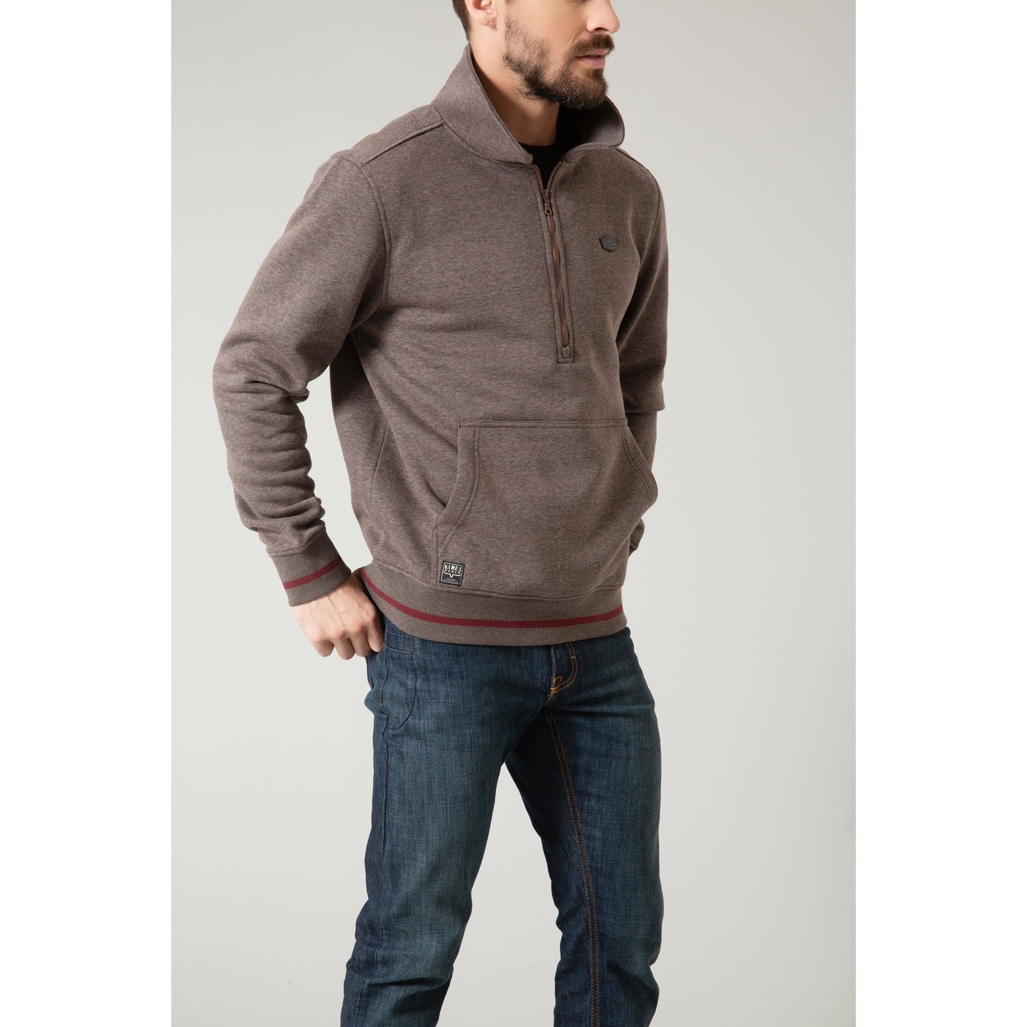 Mens Kimes Ranch Boxer Quarter Zip Sweatshirt Charcoal