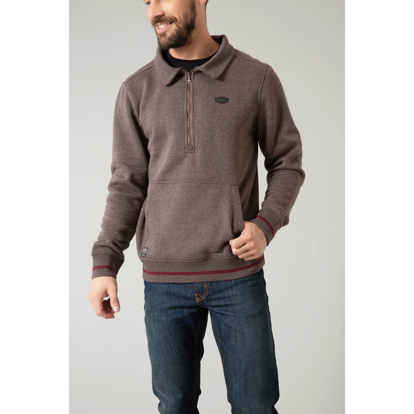 Mens Kimes Ranch Boxer Quarter Zip Sweatshirt Charcoal