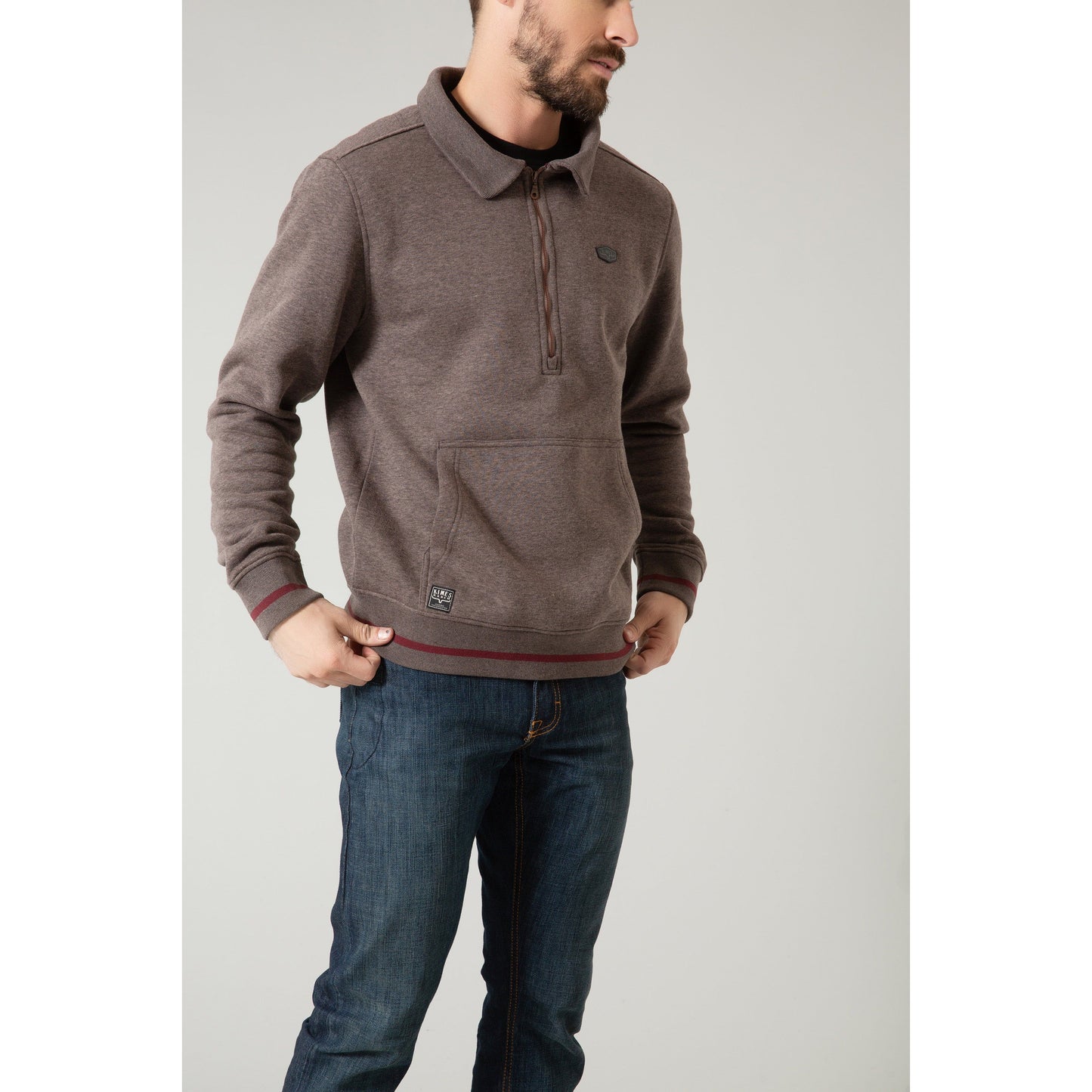 Mens Kimes Ranch Boxer Quarter Zip Sweatshirt Charcoal