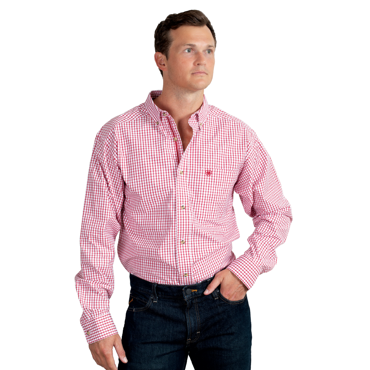 Ariat Men's Pro Series Cliff Long Sleeve Shirt – Red Check