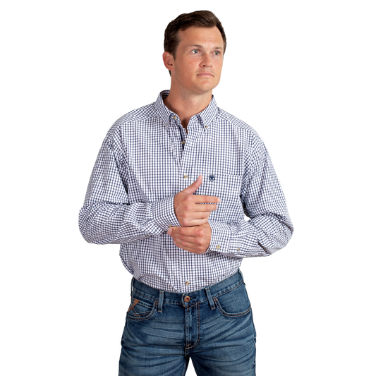 Ariat Men's Pro Series Cliff Long Sleeve Shirt – Navy Check