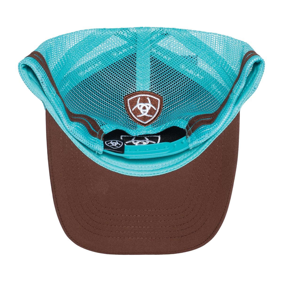Ariat Stacked Logo Trucker Cap – Brown/Turquoise