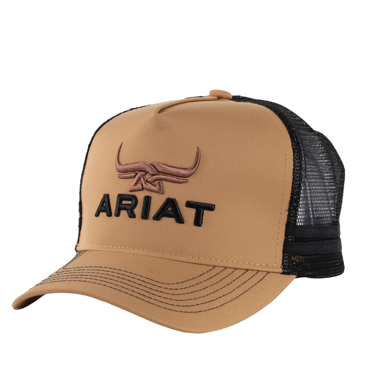 Ariat Bull Horn Trucker Cap – Black/Khaki