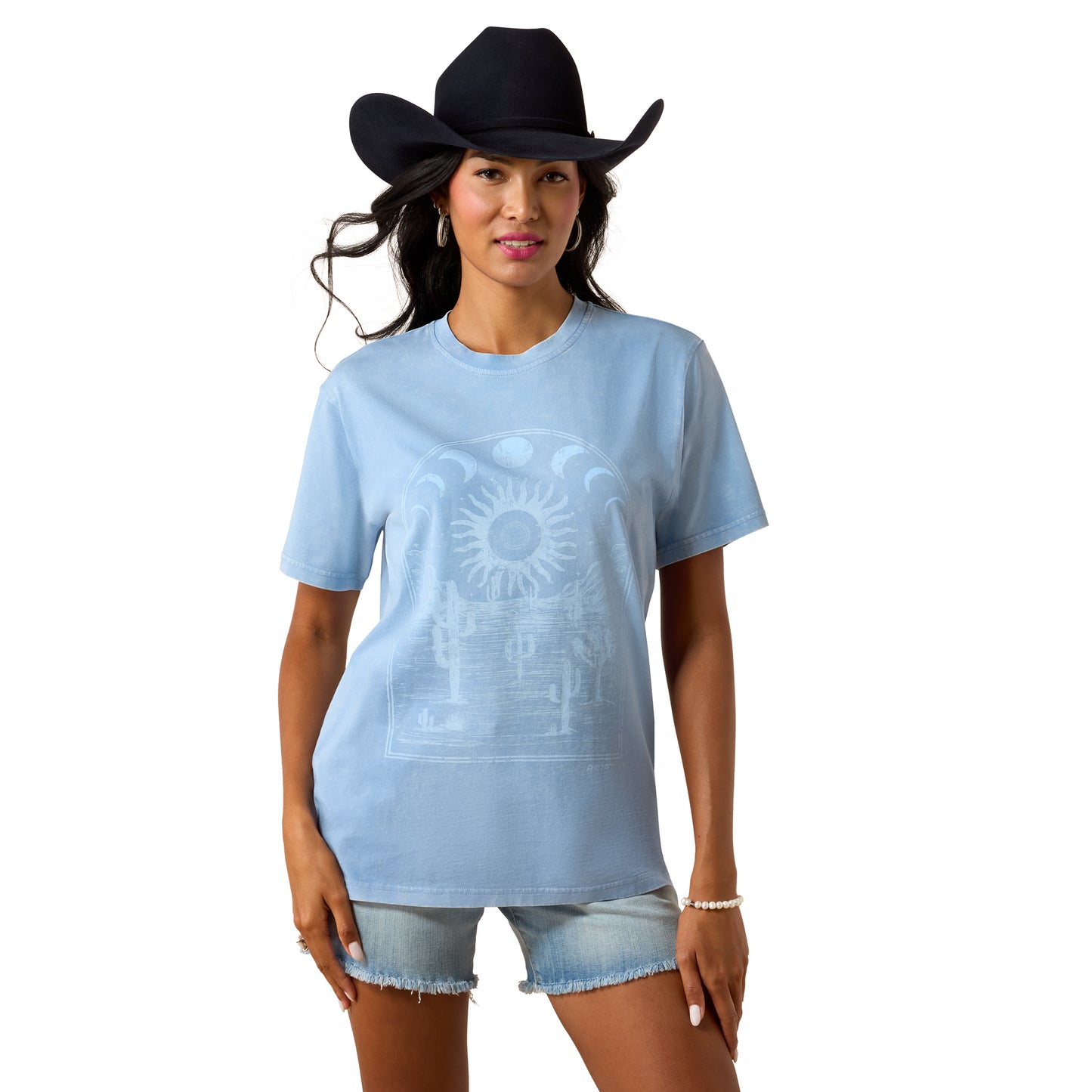 Ariat Women's No Longer Afraid T-Shirt- Blue Mineral Wash