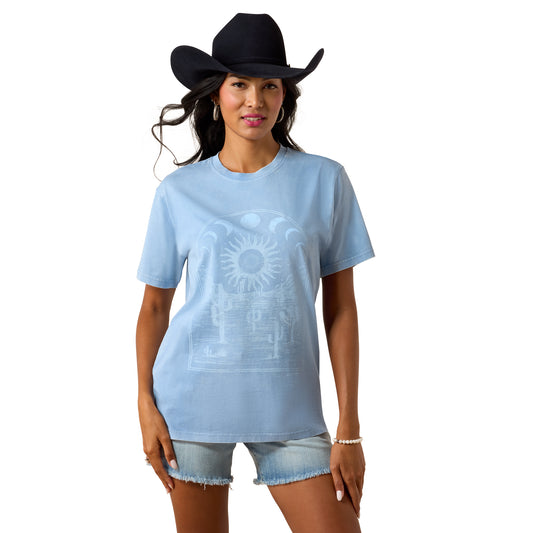 Ariat Women's No Longer Afraid T-Shirt- Blue Mineral Wash