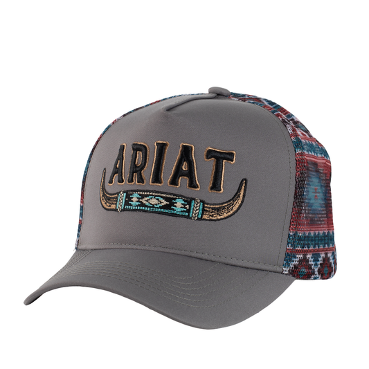 Ariat Long Horn Trucker Cap – Grey