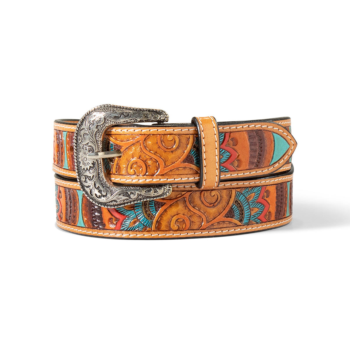 Ariat Womens Paisley Hand Tooled Belt Multi-Colour