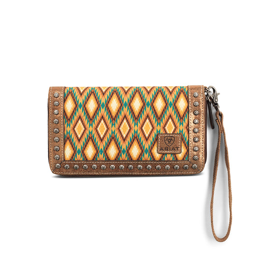 Ariat Womens Clutch Wallet Southwest Diamond Brown