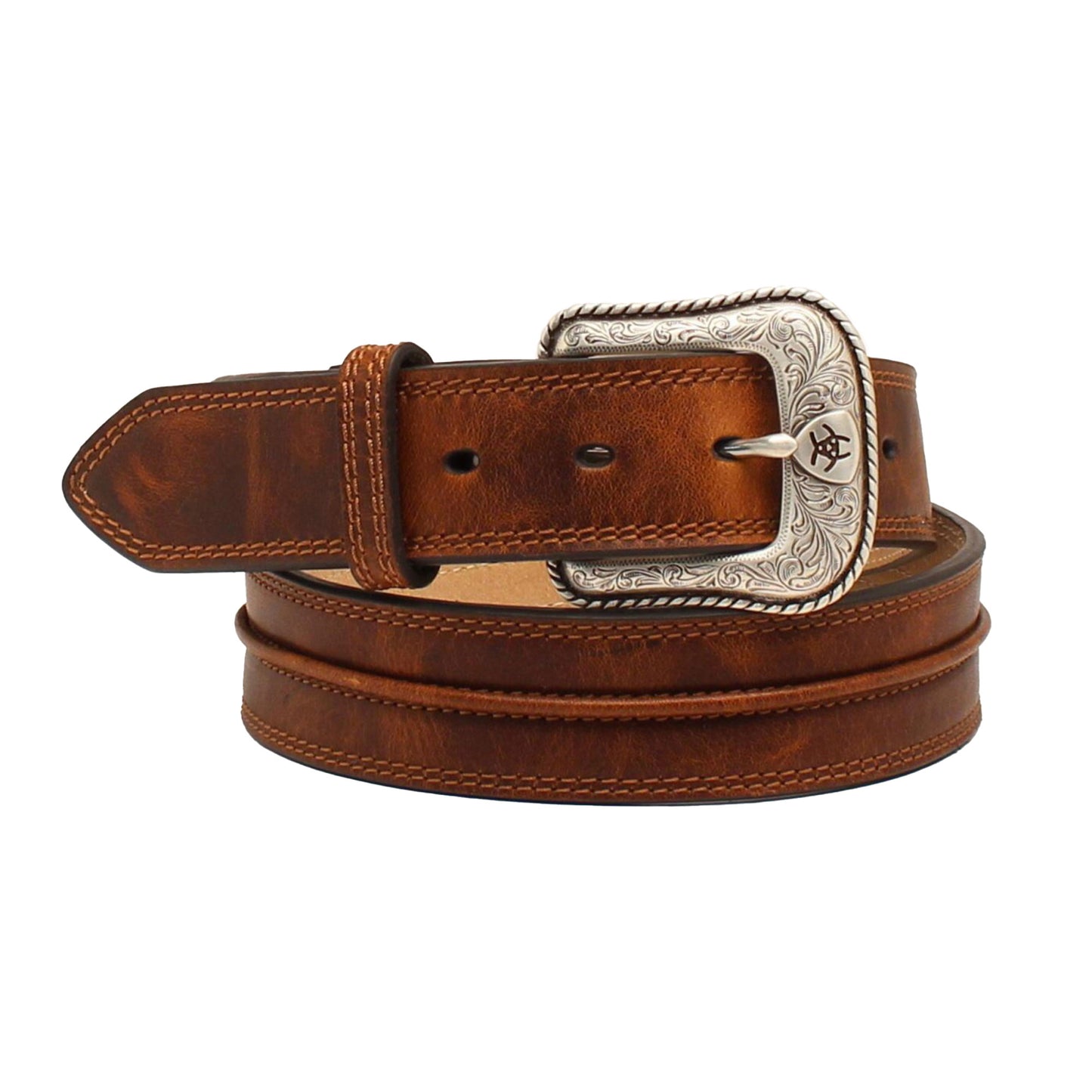 Ariat Mens Raised Center Belt 1-1/2" Medium Brown