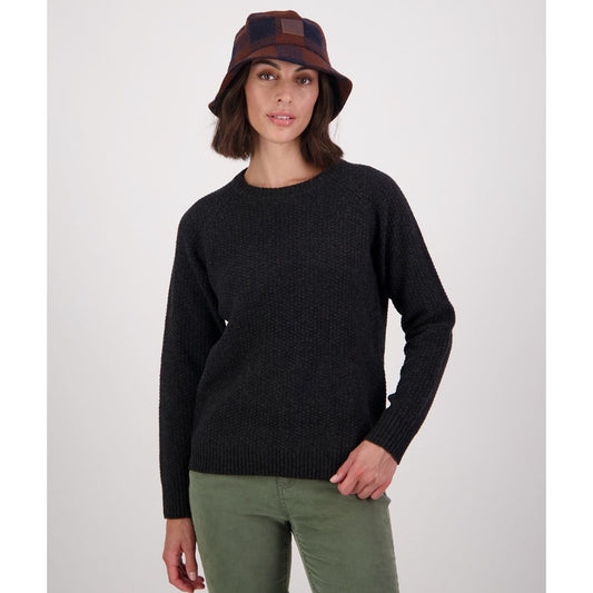 Swanndri Women's Hayes Park Waffle Knit Crew Black Heather