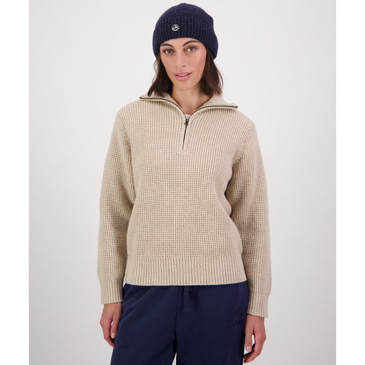 Swanndri Women's Riverside V2 Zip Neck Rib Jumper Sandshell