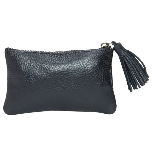 Grain Leather Small Leather Clutch Black