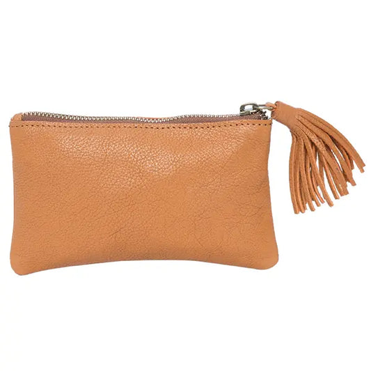 Grain Leather Small Leather Clutch Tan