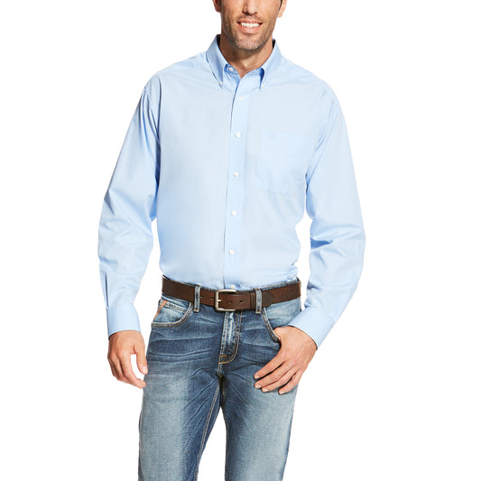 Ariat Men's Wrinkle Free Solid Shirt Light Blue