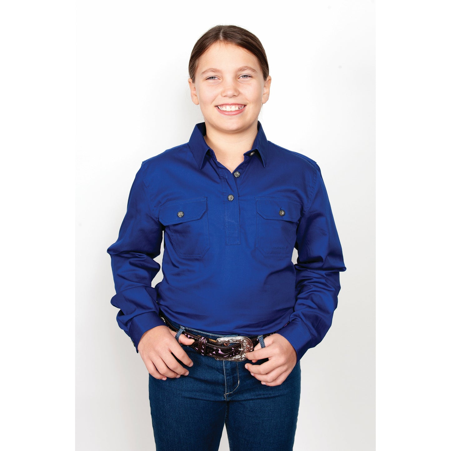 Just Country Girls Kenzie 1/2 Button Cobalt