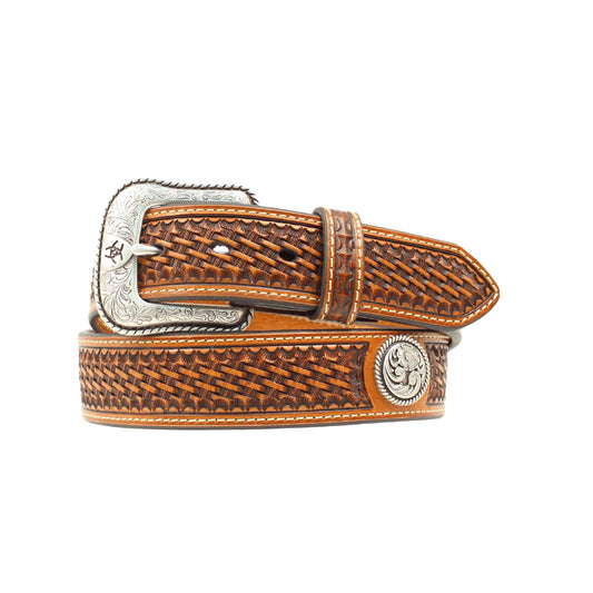 Ariat Mens Basketweave Stamped Belt 1-1/2" Tan