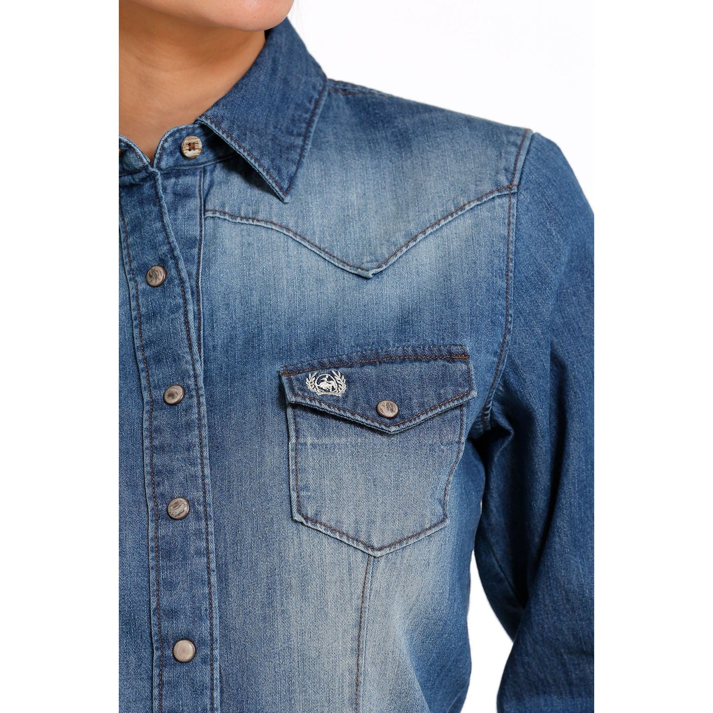 Cinch Women's Button Down Western Shirt Indigo Denim