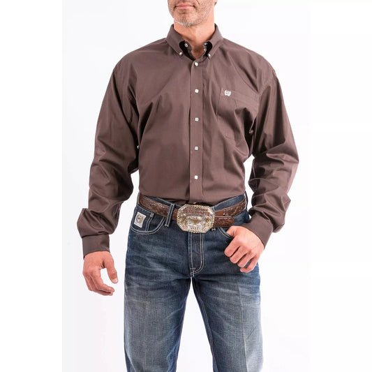 Cinch Men's Solid Brown Button-Down Western Shirt