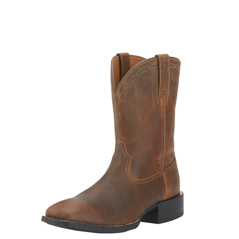Ariat men’s heritage roper western boots powder brown leather wide square toe Australia