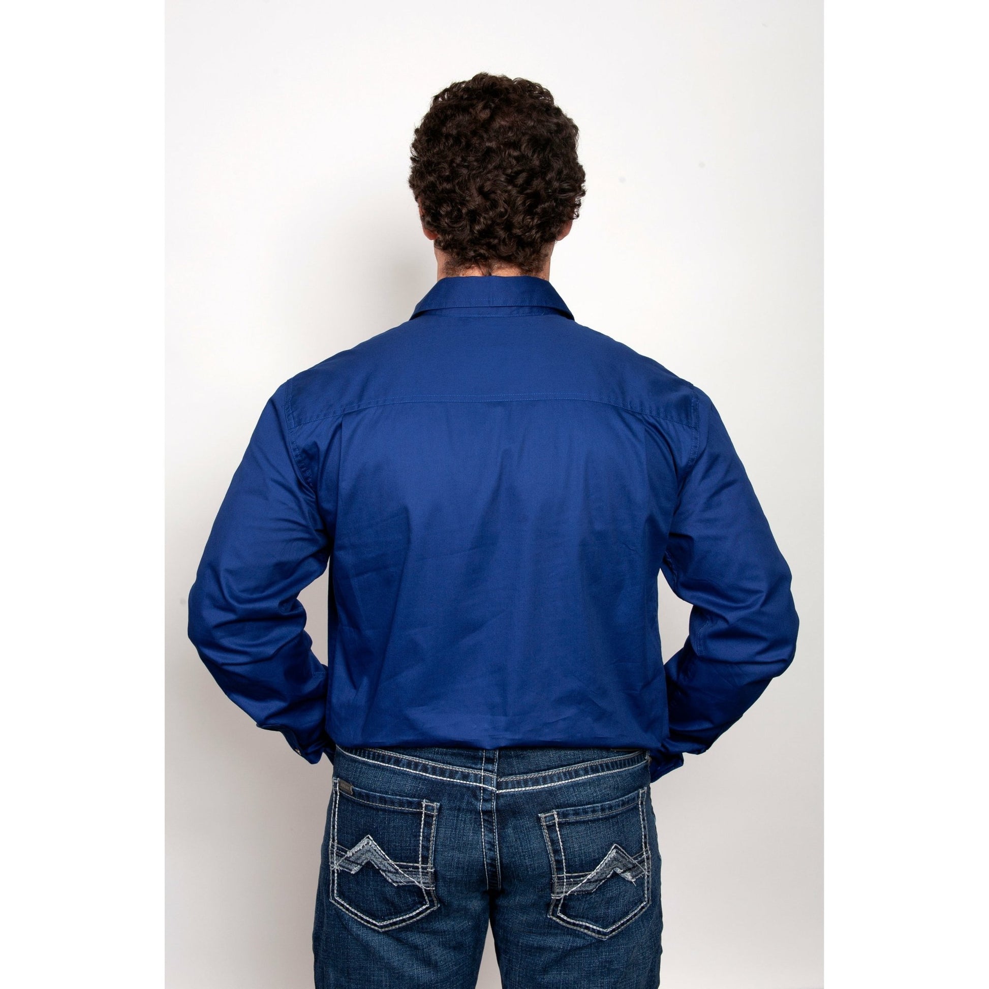 Just Country Men’s Cameron 1/2 Button Work Shirt – Cobalt - Billy Goats Country Outfitters