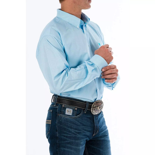 Cinch Men's Tencel Light Blue Micro Stripe Button-Down Western Shirt